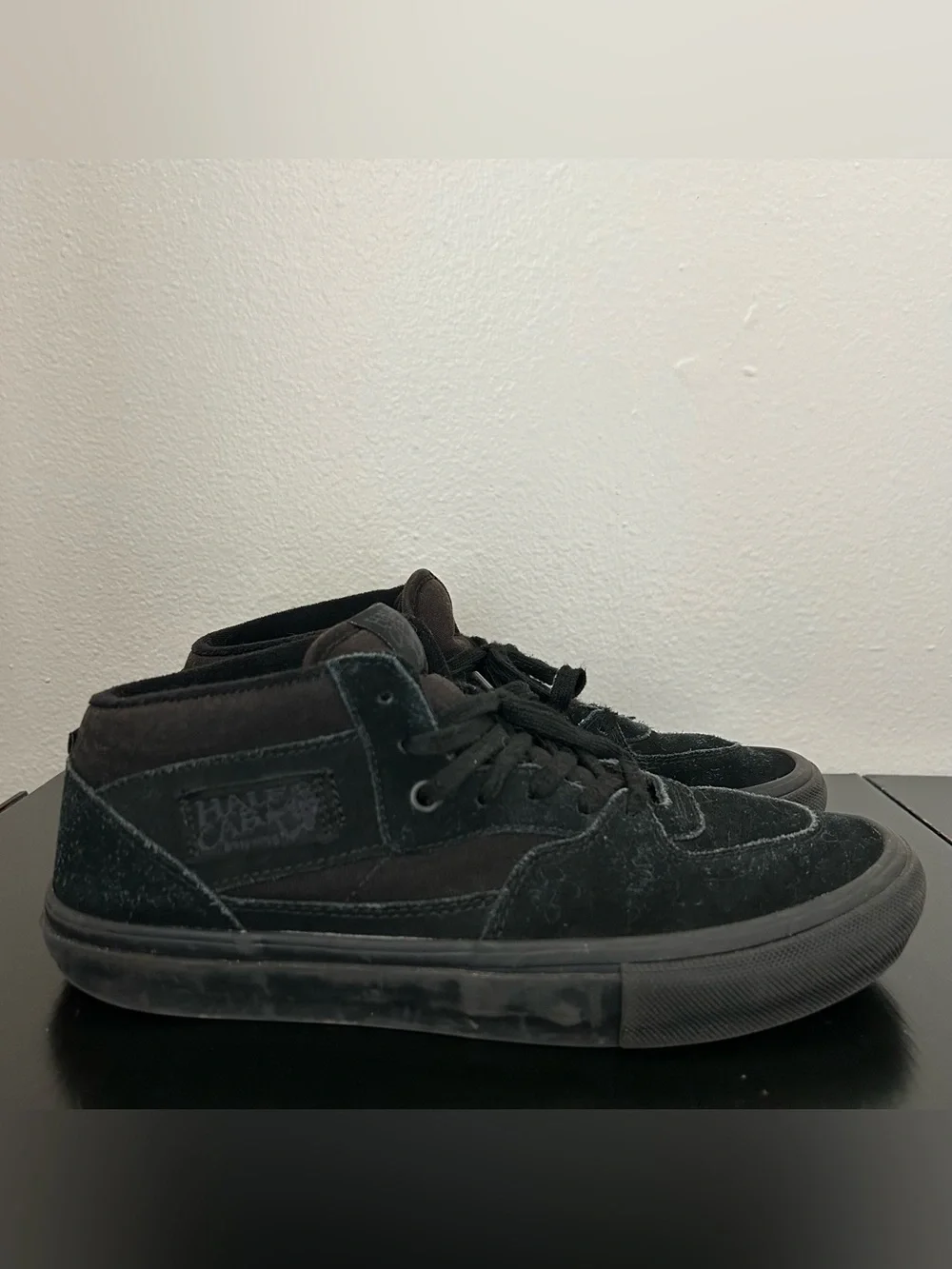 Vans Half Cab Triple Black Suede Skateboard Sneakers Men's Size 9 Pop Cush Shoes